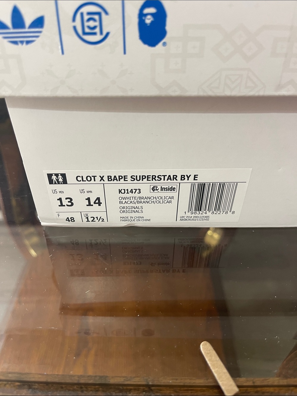 adidas Clot x Bape Superstar Low Top in White, Olive & Blush - Picture 2 of 12